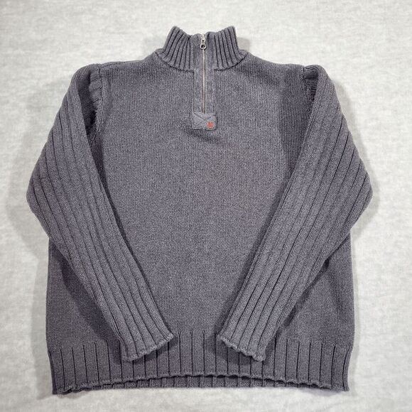 Polo Jeans Co. Ralph Lauren MFG Sweater Mens XL Gray Cable Knit 1/4 Zip Pullover - Picture 1 of 7